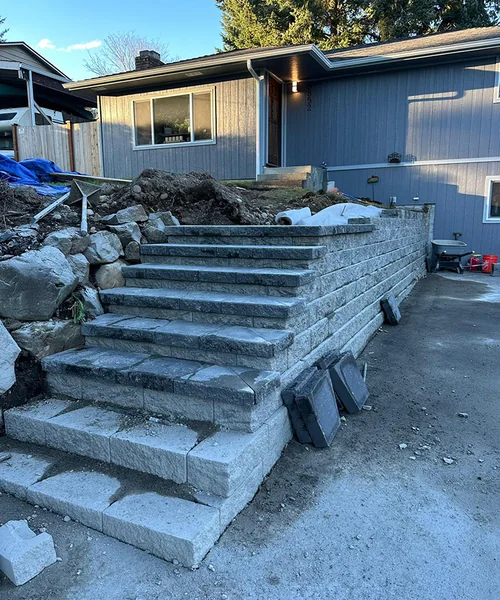 Retaining Wall, Steps, Paver Patio & Walkway in Edmonds 